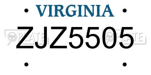 ZJZ5505 Virginia License Plate