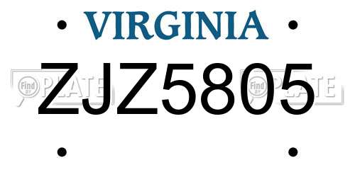 ZJZ5805 Virginia License Plate