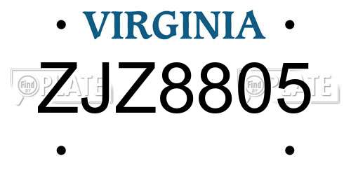 ZJZ8805 Virginia License Plate