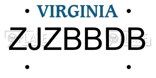 ZJZBBDB Virginia License Plate