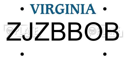 ZJZBBOB Virginia License Plate