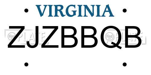 ZJZBBQB Virginia License Plate