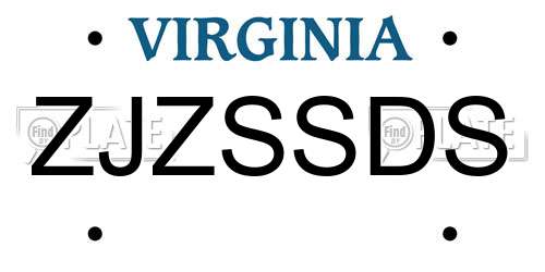 ZJZSSDS Virginia License Plate