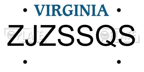 ZJZSSQS Virginia License Plate