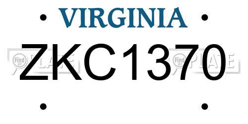 ZKC1370 Virginia License Plate