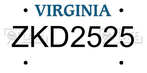 ZKD2525 Virginia License Plate