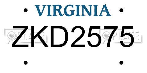 ZKD2575 Virginia License Plate