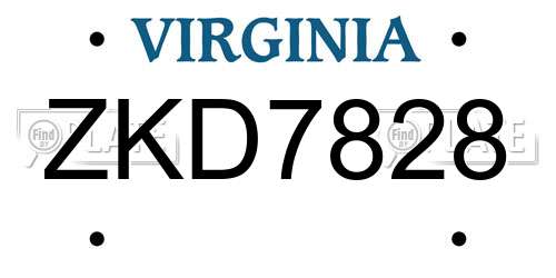 ZKD7828 Virginia License Plate
