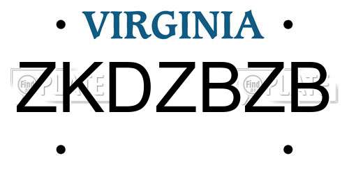 ZKDZBZB Virginia License Plate