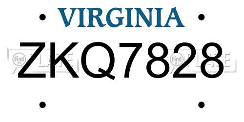 ZKQ7828 Virginia License Plate