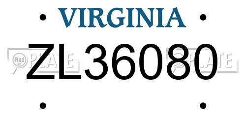 ZL36080 Virginia License Plate