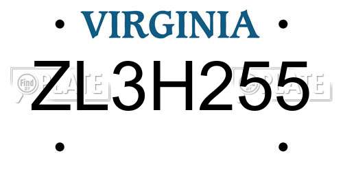 ZL3H255 Virginia License Plate