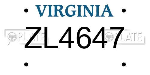 ZL4647 Virginia License Plate