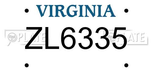 ZL6335 Virginia License Plate