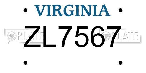 ZL7567 Virginia License Plate