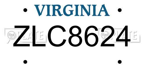 ZLC8624 Virginia License Plate