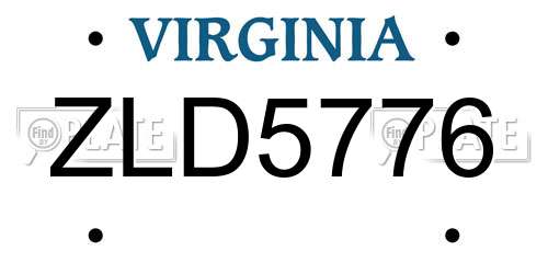 ZLD5776 Virginia License Plate