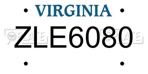 ZLE6080 Virginia License Plate