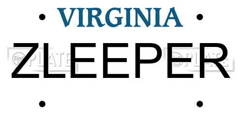 ZLEEPER Virginia License Plate