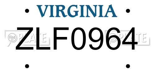 ZLF0964 Virginia License Plate