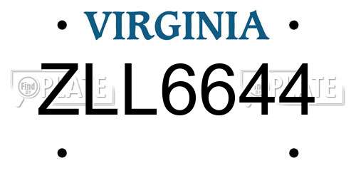ZLL6644 Virginia License Plate