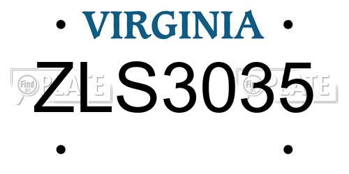 ZLS3035 Virginia License Plate