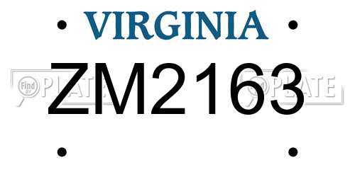 ZM2163 Virginia License Plate
