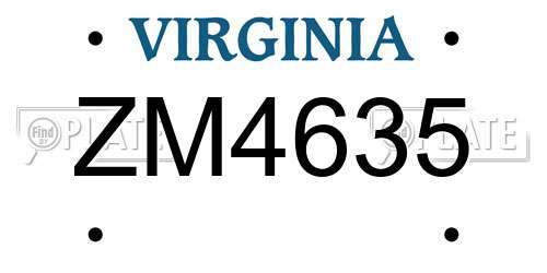 ZM4635 Virginia License Plate