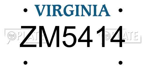 ZM5414 Virginia License Plate