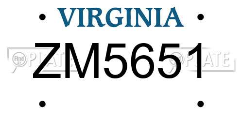 ZM5651 Virginia License Plate