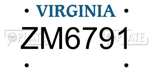 ZM6791 Virginia License Plate