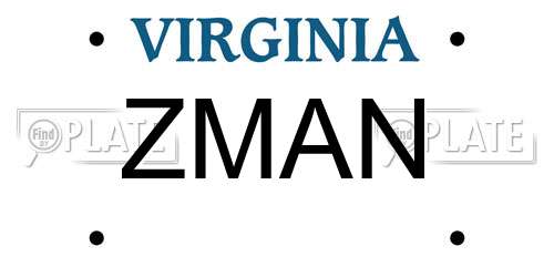 ZMAN Virginia License Plate