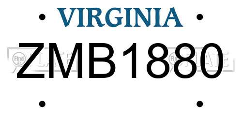 ZMB1880 Virginia License Plate
