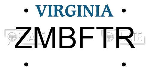 ZMBFTR Virginia License Plate