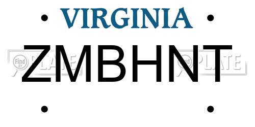 ZMBHNT Virginia License Plate