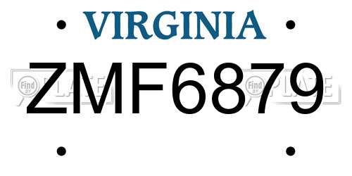 ZMF6879 Virginia License Plate