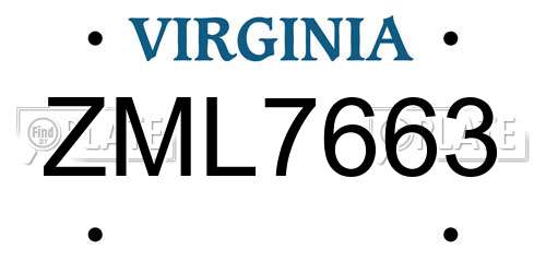 ZML7663 Virginia License Plate