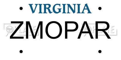 ZMOPAR Virginia License Plate
