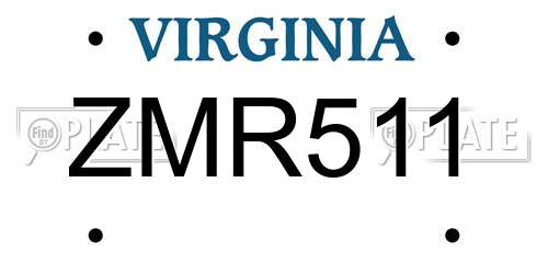 ZMR511 Virginia License Plate