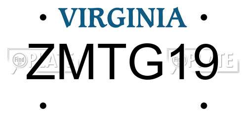 ZMTG19 Virginia License Plate