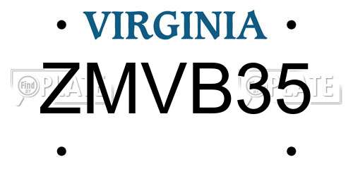 ZMVB35 Virginia License Plate