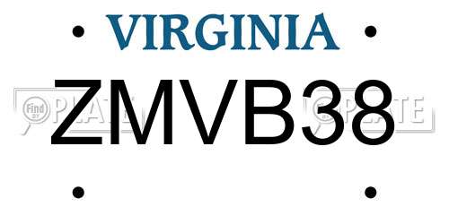 ZMVB38 Virginia License Plate