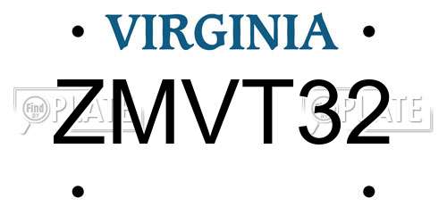 ZMVT32 Virginia License Plate