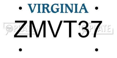 ZMVT37 Virginia License Plate