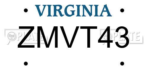 ZMVT43 Virginia License Plate