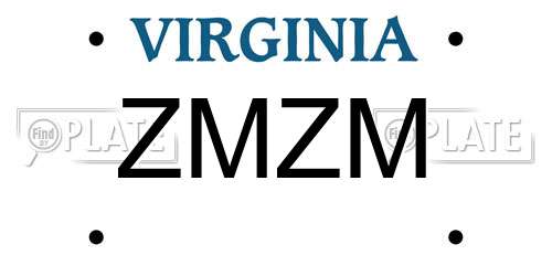 ZMZM Virginia License Plate