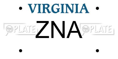 ZNA Virginia License Plate