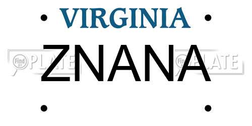 ZNANA Virginia License Plate