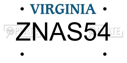 ZNAS54 Virginia License Plate