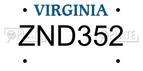ZND352 Virginia License Plate